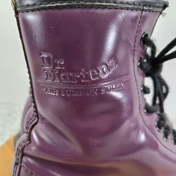 Vtg Dr. Martens Made in England 1460 Purple Leather Trench Combat Boot UK 3 US 5 - Picture 4 of 15